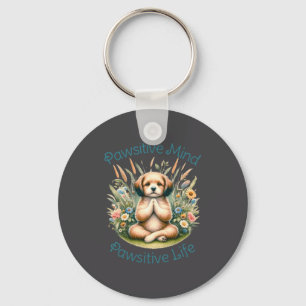 Funny Meditation Dog Insrational Sitive Quote Keychain