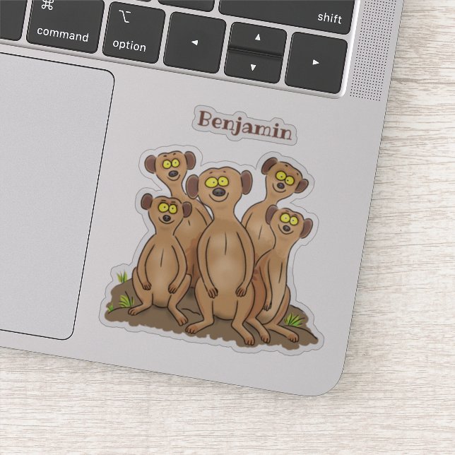 Funny meerkat family cartoon illustration (Detail)