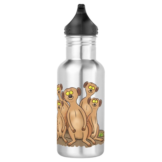 Funny meerkat family cartoon illustration 532 ml water bottle (Right)