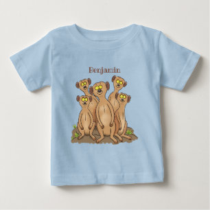 Funny meerkat family cartoon illustration baby T-Shirt
