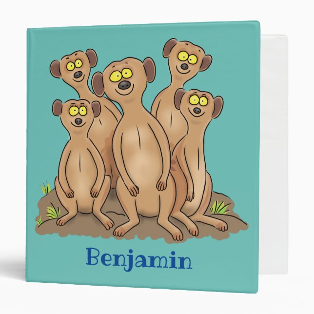 Funny meerkat family cartoon illustration binder (Front/Inside)