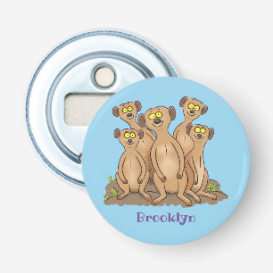 Funny meerkat family cartoon illustration bottle opener