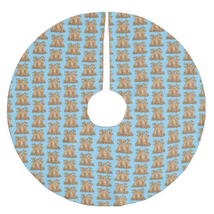 Funny meerkat family cartoon illustration brushed polyester tree skirt