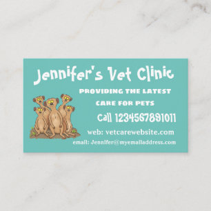 Funny meerkat family cartoon illustration business card