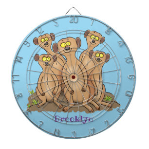 Funny meerkat family cartoon illustration dartboard