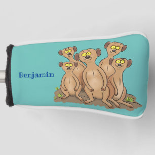 Funny meerkat family cartoon illustration golf head cover