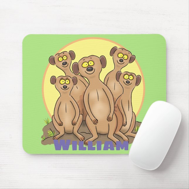 Funny meerkat family cartoon illustration mouse pad (With Mouse)