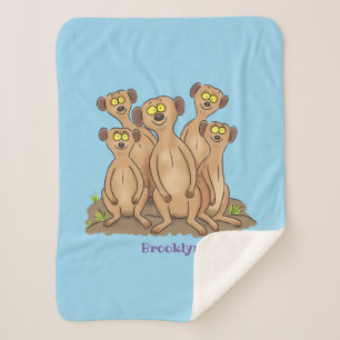 Funny meerkat family cartoon illustration sherpa blanket