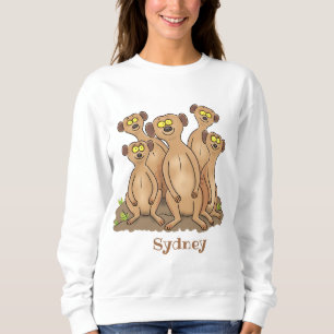 Funny meerkat family cartoon illustration sweatshirt