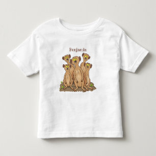Funny meerkat family cartoon illustration toddler t-shirt