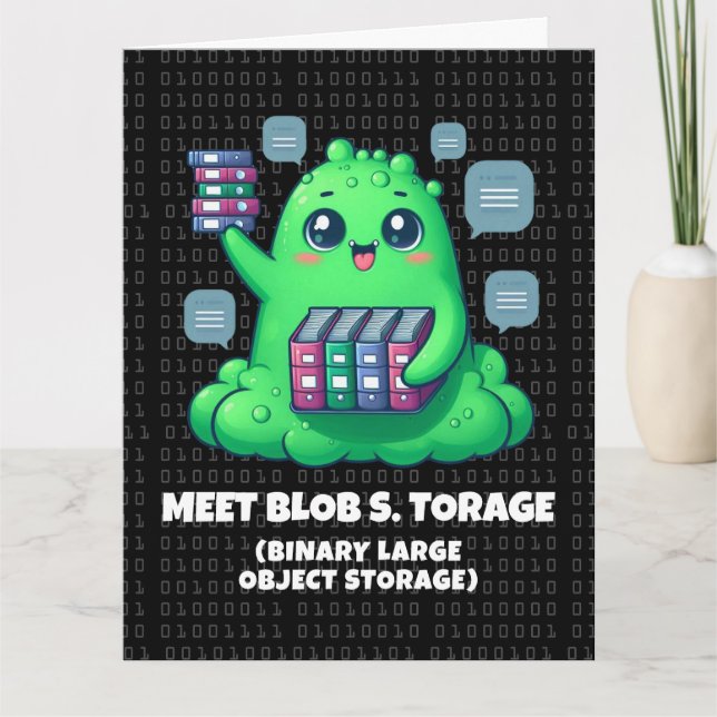 Funny Meet Blob S. Torage Binary Background Card (Front)