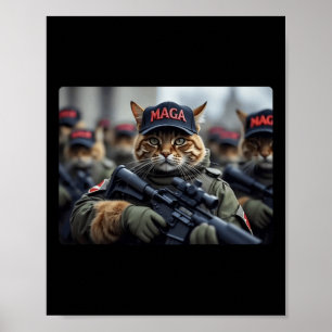 Funny Mega Cat With Rifle - Humourous Donald Trump Poster