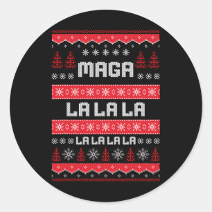 Funny Mega-la-la-la Donald Trump Christmas Sweater Classic Round Sticker