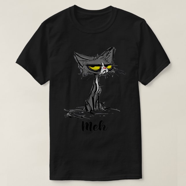 Funny Meh Cat for Cat Lovers  T-Shirt (Design Front)