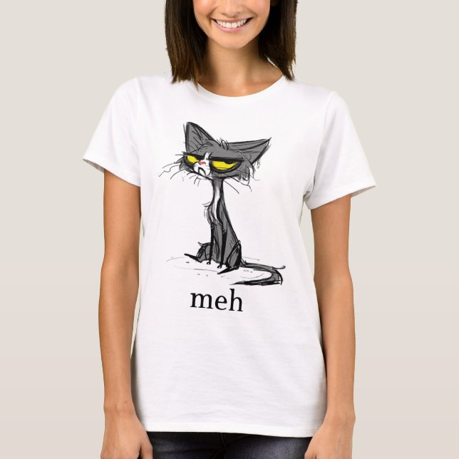 Funny Meh Cat Gift For Cat Lovers  T-Shirt (Front)