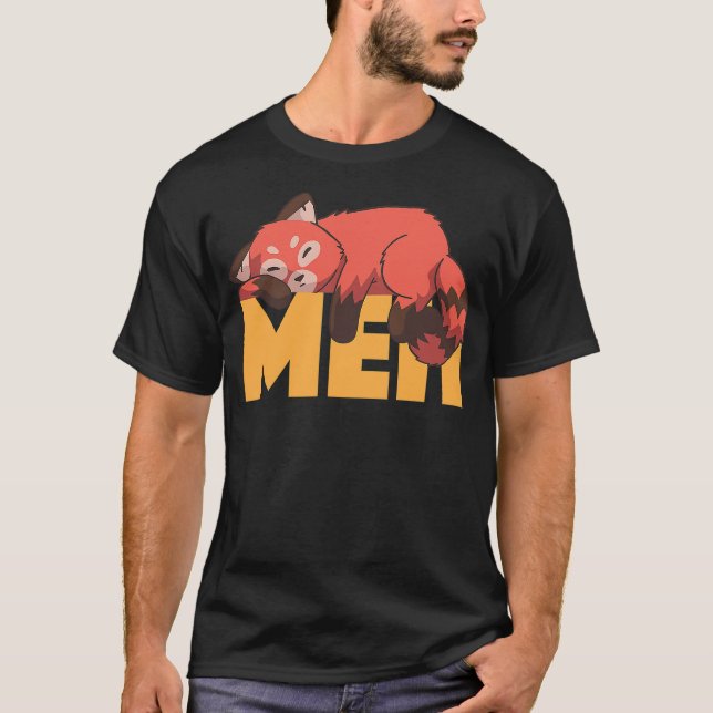 Funny Meh Red Panda Bored Indifferent Sleeping Pan T-Shirt (Front)