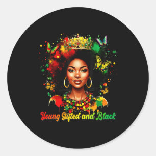 Funny Melanin Queen Young Gifted And Black Afro Gi Classic Round Sticker
