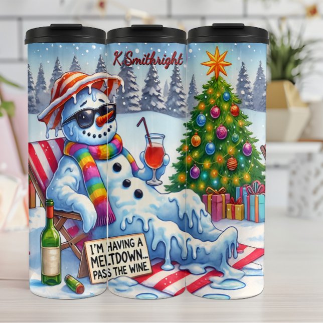 Funny Meltdown Snowman with Wine Thermal Tumbler (Creator Uploaded)
