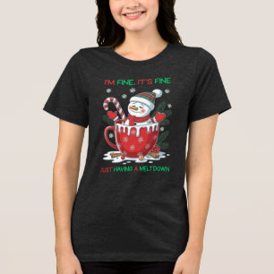 Funny Melting Snowman Christmas Tri-Blend Shirt