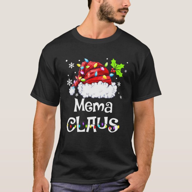 Funny Mema Claus Christmas Pyjamas Santa T-Shirt (Front)