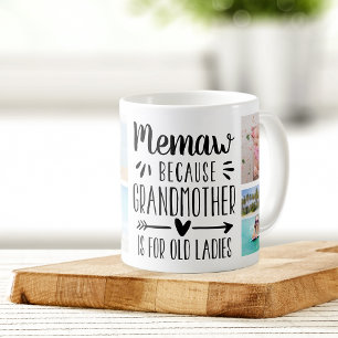 Funny Memaw Grandchildren Names & Photo Collage Coffee Mug