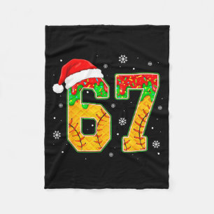 Funny Meme 67 Christmas Baseball Ice Cream Men Boy Fleece Blanket