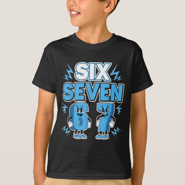 Funny Meme 67 Six Seven 6 7 Italian Brainrot Boys  T-Shirt (Front)