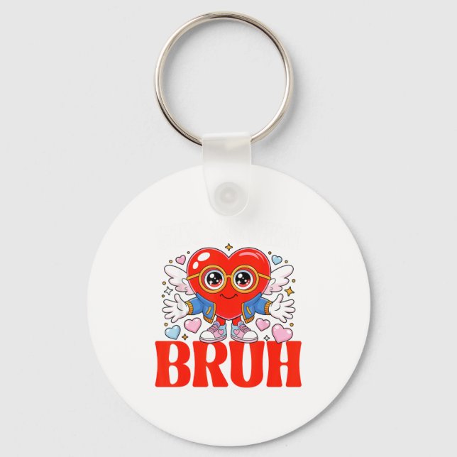 Funny Meme 67 Six Seven Bruh Valentine Heart Women Keychain (Front)