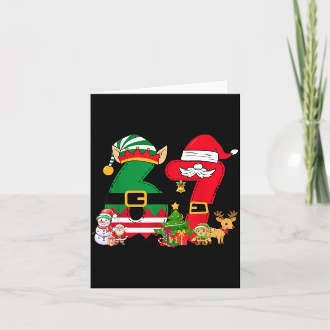 Funny Meme 6 7 Christmas 67 Santa Elf Kids Boy Gir Card (Front)