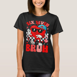 Funny Meme 6 7 Six Seven Bruh Valentine Heart Men T-Shirt