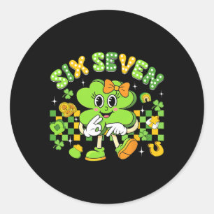 Funny Meme 6 7 St Patricks Day Six Seven Shamrock Classic Round Sticker