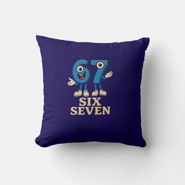 funny meme 6 7 throw pillow (Front)
