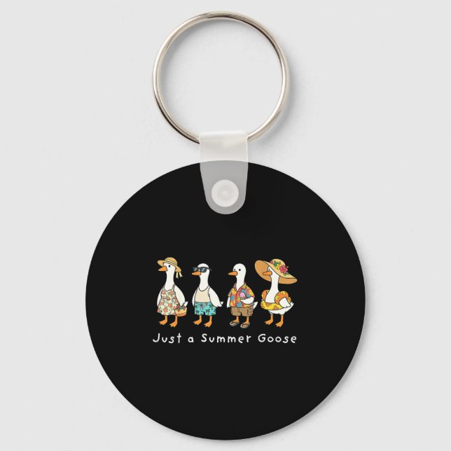 Funny meme a summer goose vacation beach hawaii  keychain (Front)