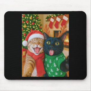 Funny Meme Cat Taking A Selfie Christmas Xmas Ligh Mouse Pad