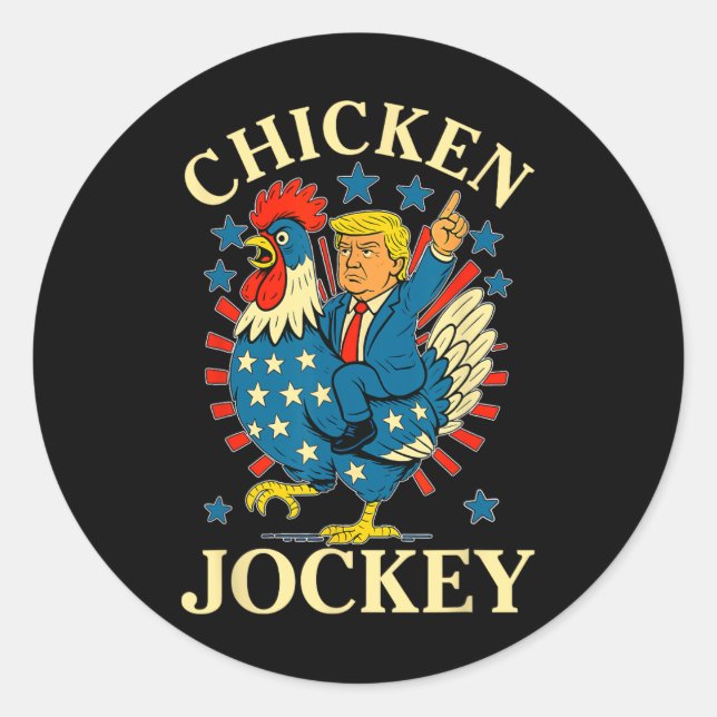 Funny Meme Chicken Jockey  Classic Round Sticker (Front)