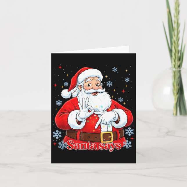 Funny Meme Christmas Santa Gift Men, Women Tee  Card (Front)