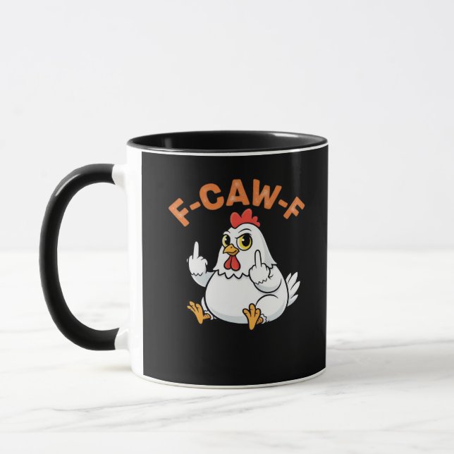 Funny Meme F-Caw-F Chicken Mug (Left)