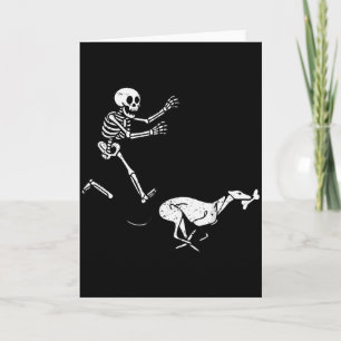 Funny Meme Greyhound Running Skeleton Halloween Card