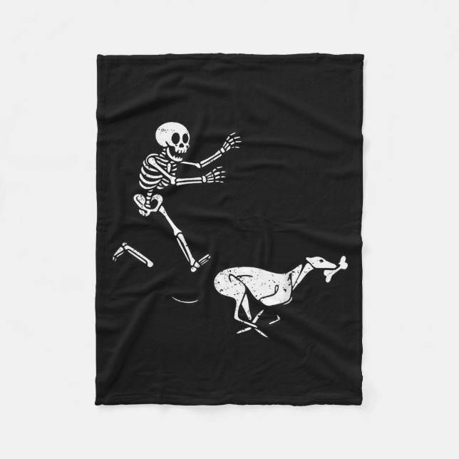 Funny Meme Greyhound Running Skeleton Halloween  Fleece Blanket (Front)