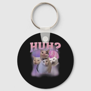 Funny Meme Huh Cat Shirt Cat Lovers Humour  Keychain