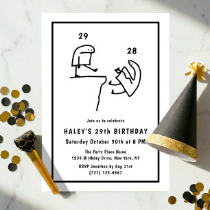 Funny Meme Humour Simple Black White 29th Birthday Invitation