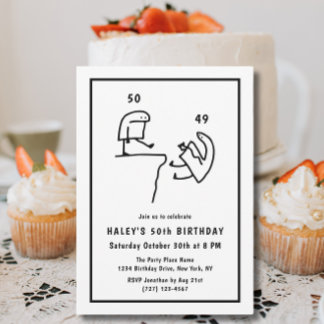 Funny Meme Humour Simple Black White 50th Birthday Invitation