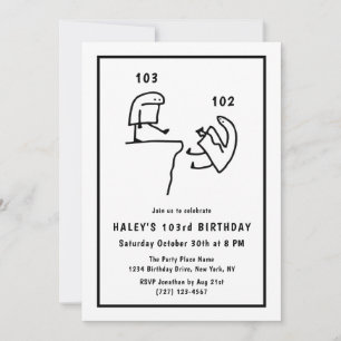 Funny Meme Humour Simple White 103rd Birthday Invitation