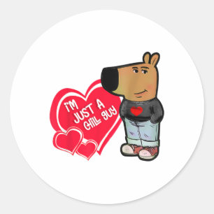 Funny Meme I'm Just A Chill Guy Valentine Couple M Classic Round Sticker