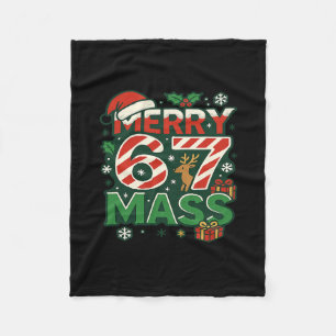 Funny Meme Merry 67 M Candy Cane Christmas Numbers Fleece Blanket