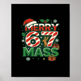 Funny Meme Merry 67 M Candy Cane Christmas Numbers Poster