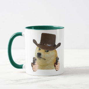 Funny Meme of Cowboy Dog Holding Gun Best Meme Mug