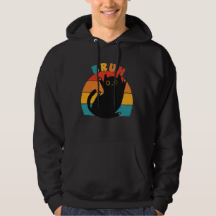 Funny Meme saying Bruh with Cute Cat Teens Boys Fo Hoodie