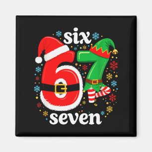 Funny Meme Six Seven 67 Elf 6 7 Santa Christmas Pa Magnet