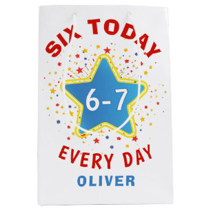 Funny Meme Six Today 6-7 Every Day Birthday Kid's Medium Gift Bag